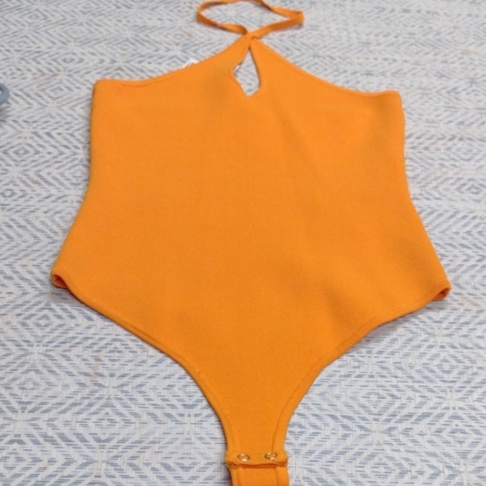 Forever 21 Vibrant Orange Cross-Neck Bodysuit - Picture 6 of 9